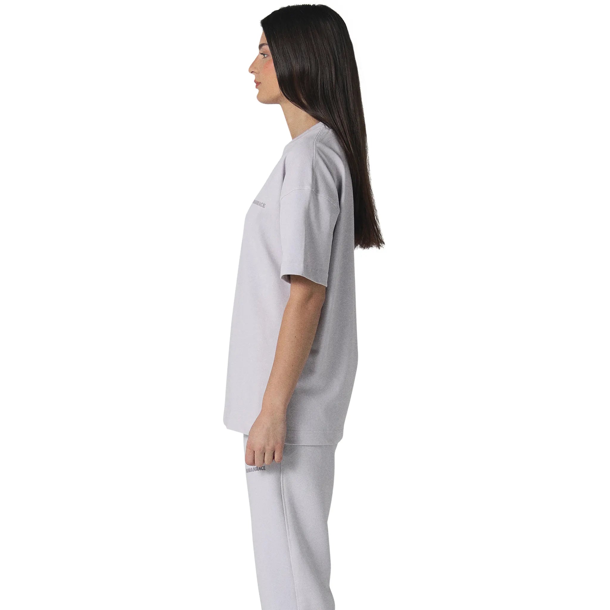 Model side view of Human Race Space Orchid Purple T Shirt